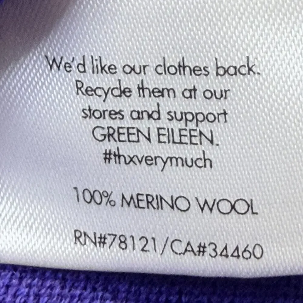 Eileen Fisher Sweater Womens Medium Purple Merino Wool Boat Neck Knit Tunic